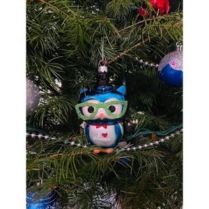 Vintage Owl Glass Ornament I Love Grandpa Xmas Holiday Collectible Decor
